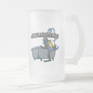 Aquaholic SCUBA Frosted Glass Beer Mug