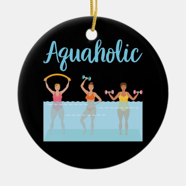 Aquaholic Water Aerobics Ceramic Tree Decoration (Front)