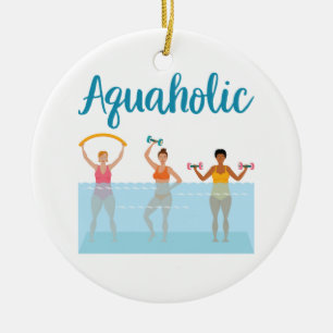 Aquaholic Water Aerobics Waterobics Women Ceramic Tree Decoration