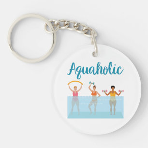 Aquaholic Water Aerobics Waterobics Women Key Ring