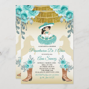 Aqual Teal Turquoise1 Girl Third Birthday Invitation