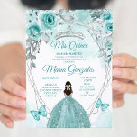 Aqual Teal Turquoise Butterfly Mis Quince Birthday Invitation<br><div class="desc">Aqual Teal Turquoise Butterfly Mis Quince Invitation
Mis Quince Anos,  15th Birthday, </div>