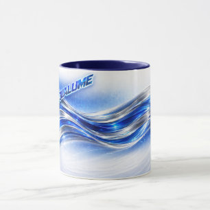 Aqualume Flow  – Blue Silver Wave Energy Mug