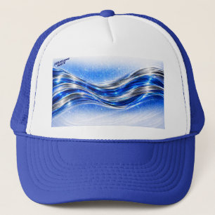 Aqualume Flow – Blue Silver Wave Energy Mug Truck Trucker Hat