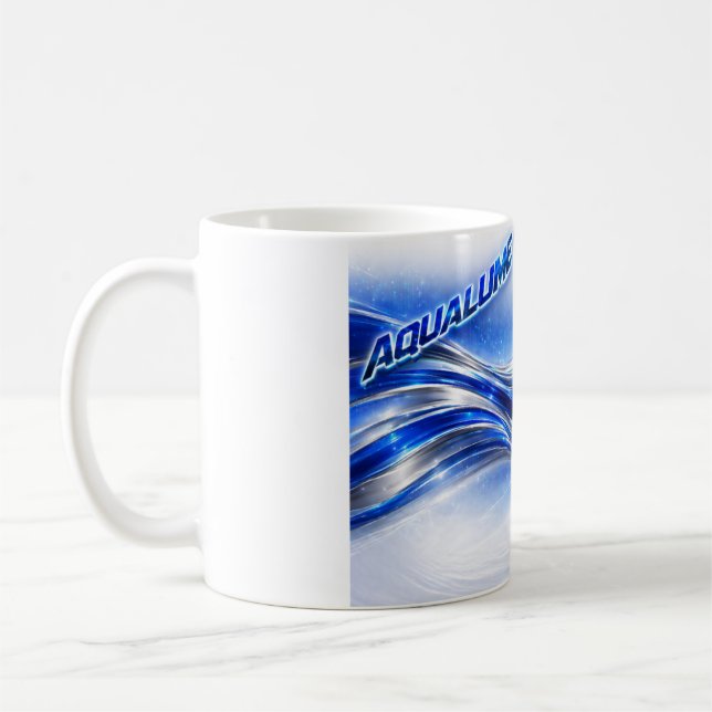 Aqualume Flow Shirt – Blue Silver Wave Energy Desi Coffee Mug (Left)