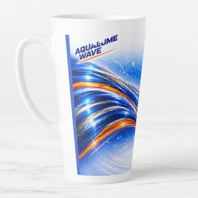 Aqualume Wave Mug – Blue Orange Abstract Flow Desi (Left)