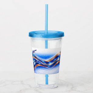 Aqualume Wave Shirt – Blue Orange Abstract Flow De Acrylic Tumbler