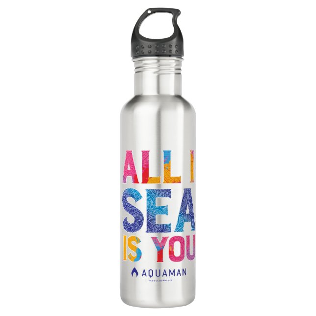 Aquaman | "All I Sea Is You" Colourful Paisley 710 Ml Water Bottle (Front)