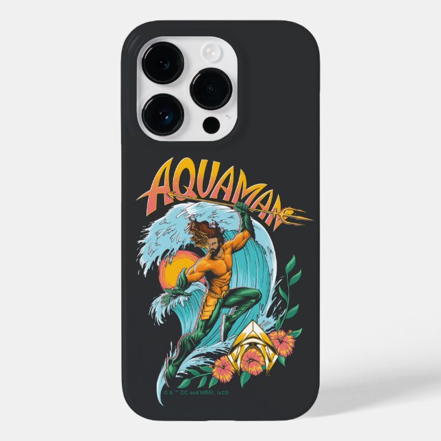 Aquaman and Trident Rising Surf Graphic Case-Mate iPhone Case (Back)