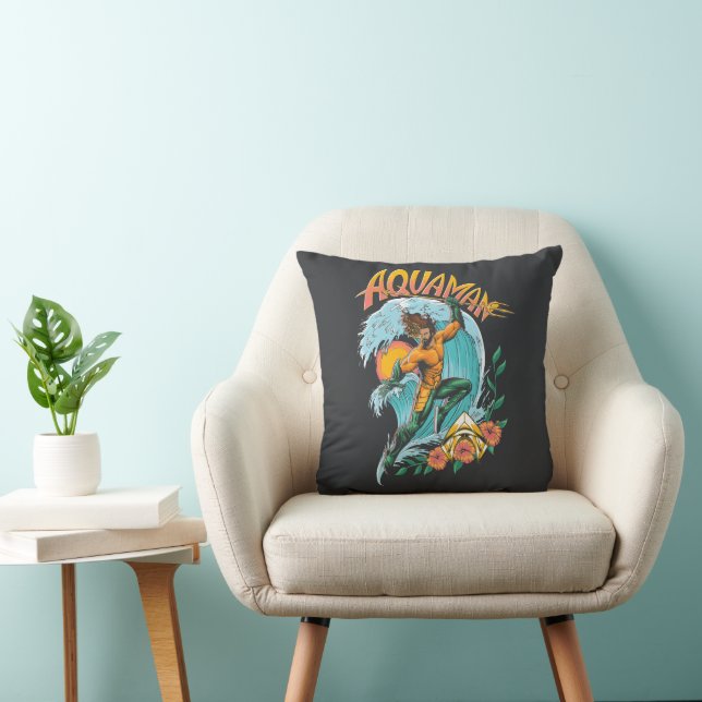 Aquaman and Trident Rising Surf Graphic Cushion (Chair)
