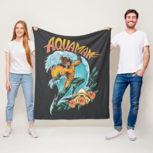 Aquaman and Trident Rising Surf Graphic Fleece Blanket