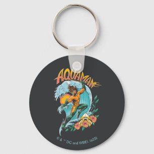 Aquaman and Trident Rising Surf Graphic Key Ring