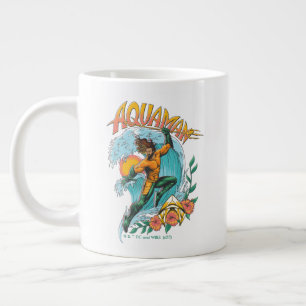 Aquaman and Trident Rising Surf Graphic Large Coffee Mug