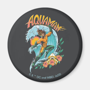 Aquaman and Trident Rising Surf Graphic Magnet