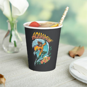 Aquaman and Trident Rising Surf Graphic Paper Cups