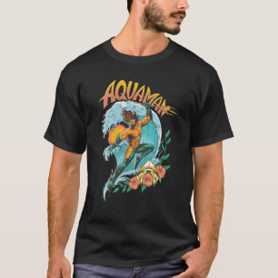 Aquaman and Trident Rising Surf Graphic T-Shirt