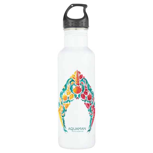 Aquaman | Aquaman & Mera Themed Seashell Logo 710 Ml Water Bottle (Front)