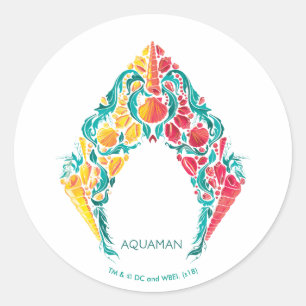 Aquaman   Aquaman & Mera Themed Seashell Logo Classic Round Sticker