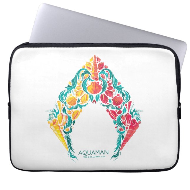Aquaman | Aquaman & Mera Themed Seashell Logo Laptop Sleeve (Front)