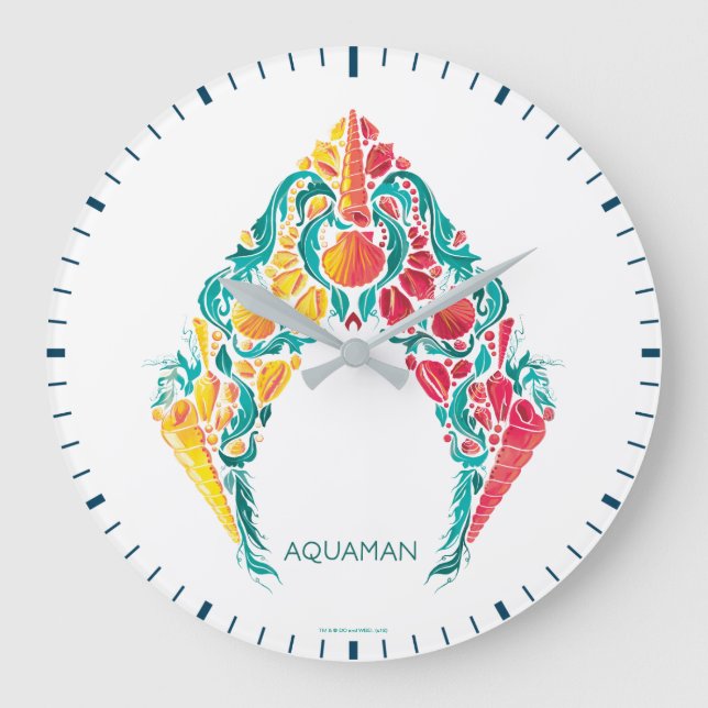 Aquaman | Aquaman & Mera Themed Seashell Logo Large Clock (Front)