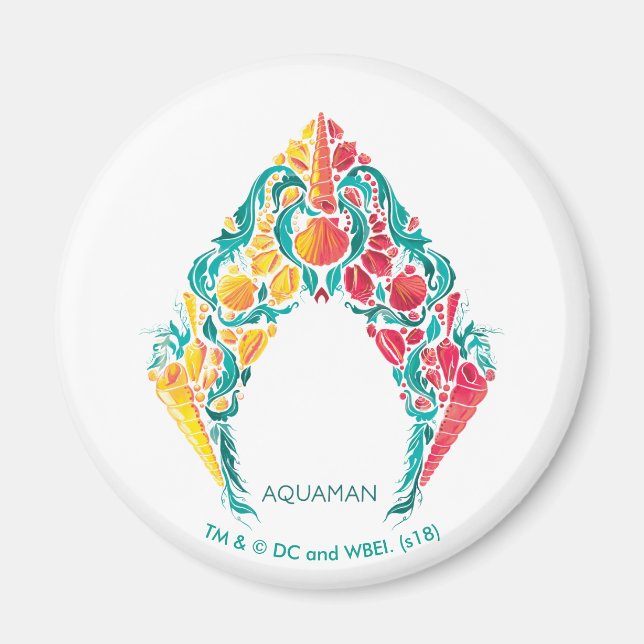 Aquaman | Aquaman & Mera Themed Seashell Logo Magnet (Front)