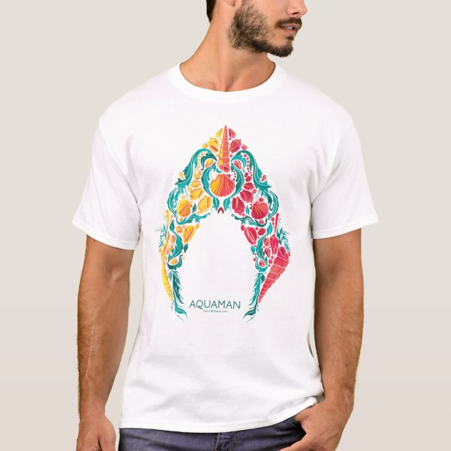 Aquaman | Aquaman & Mera Themed Seashell Logo T-Shirt (Front)