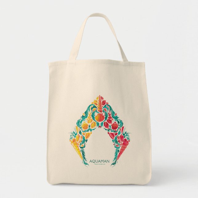 Aquaman | Aquaman & Mera Themed Seashell Logo Tote Bag (Front)