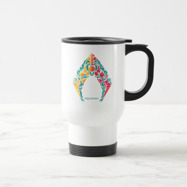 Aquaman | Aquaman & Mera Themed Seashell Logo Travel Mug (Right)