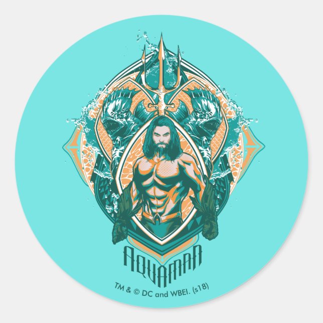 Aquaman | Aquaman & Trenchers Graphic Classic Round Sticker (Front)