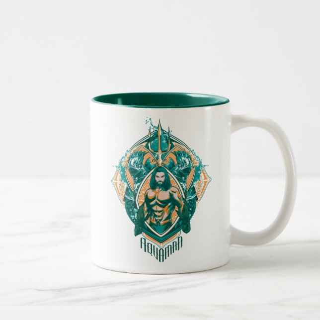 Aquaman | Aquaman & Trenchers Graphic Two-Tone Coffee Mug (Right)