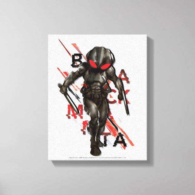 Aquaman | Black Manta Scattered Typography Graphic Canvas Print (Front)