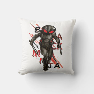 Aquaman   Black Manta Scattered Typography Graphic Cushion