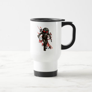 Aquaman   Black Manta Scattered Typography Graphic Travel Mug