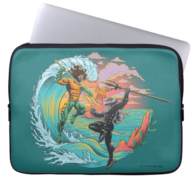 Aquaman & Black Manta Tidal Wave Laptop Sleeve (Front)