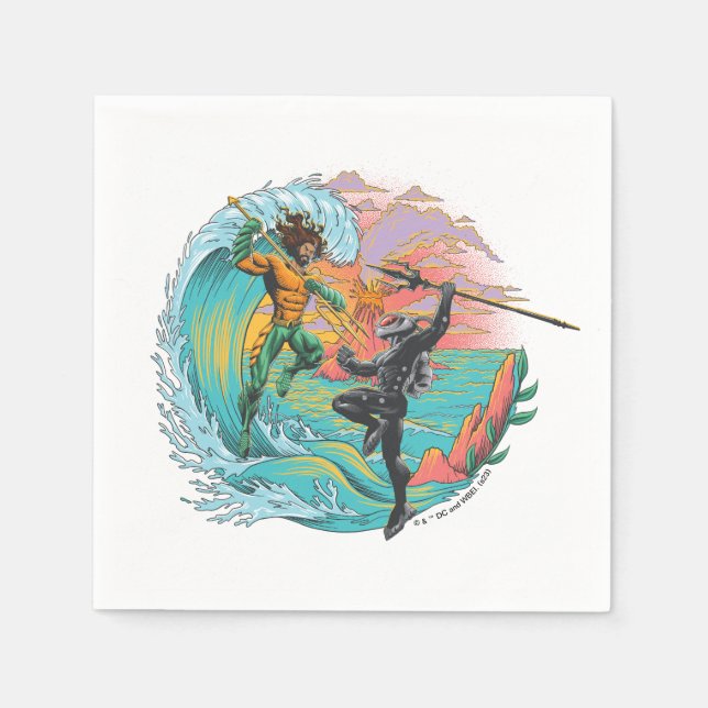 Aquaman & Black Manta Tidal Wave Napkin (Front)
