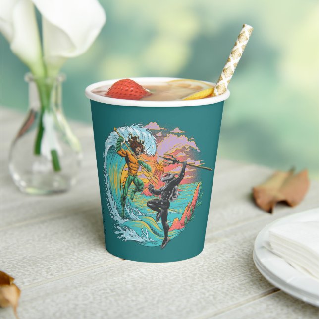 Aquaman & Black Manta Tidal Wave Paper Cups (Insitu)