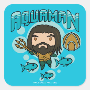 Aquaman   Chibi Aquaman Undersea Graphic Square Sticker
