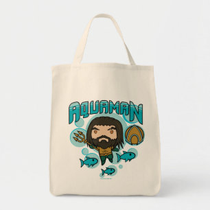 Aquaman Chibi Aquaman Undersea Graphic Tote Bag