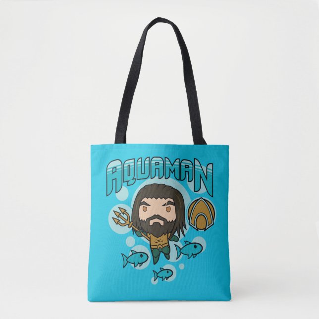 Aquaman | Chibi Aquaman Undersea Graphic Tote Bag (Front)