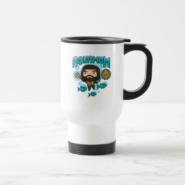 Aquaman | Chibi Aquaman Undersea Graphic Travel Mug (Right)