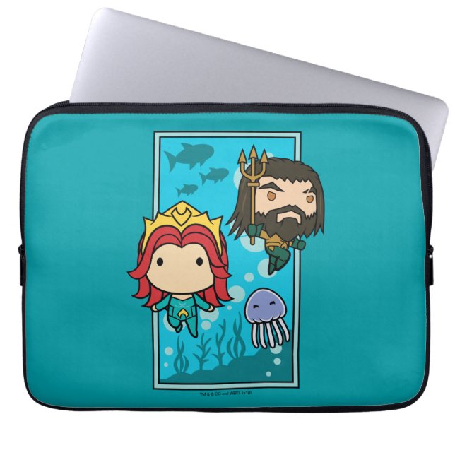 Aquaman | Chibi Mera & Aquaman Undersea Graphic Laptop Sleeve (Front)