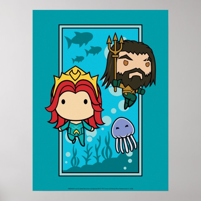 Aquaman | Chibi Mera & Aquaman Undersea Graphic Poster (Front)