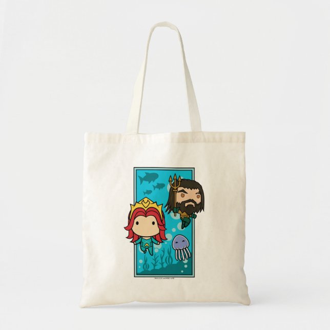 Aquaman | Chibi Mera & Aquaman Undersea Graphic Tote Bag (Front)