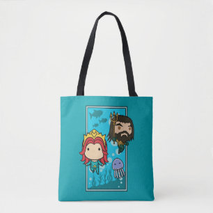 Aquaman   Chibi Mera & Aquaman Undersea Graphic Tote Bag