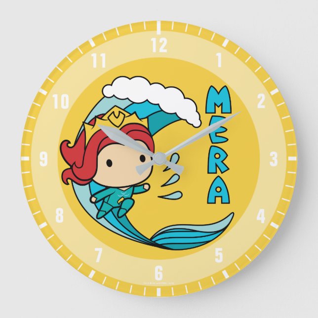 Aquaman | Chibi Mera Riding Wave Graphic Large Clock (Front)