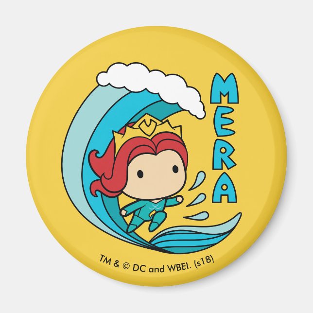 Aquaman | Chibi Mera Riding Wave Graphic Magnet (Front)