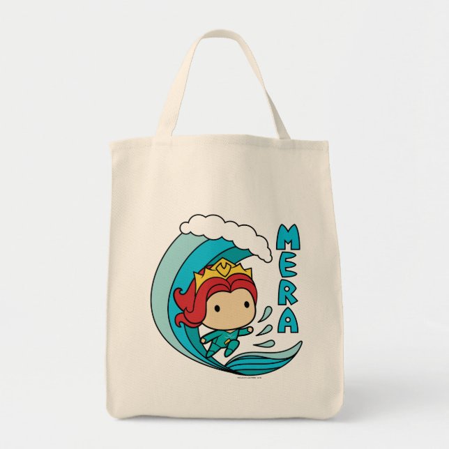 Aquaman | Chibi Mera Riding Wave Graphic Tote Bag (Front)