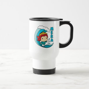 Aquaman Chibi Mera Riding Wave Graphic Travel Mug