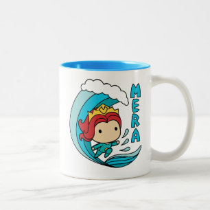 Aquaman Chibi Mera Riding Wave Graphic Two-Tone Coffee Mug