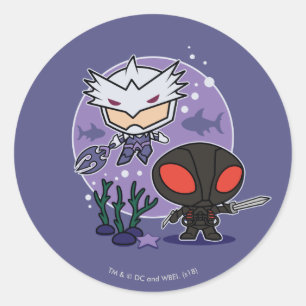 Aquaman   Chibi Orm & Black Manta Undersea Graphic Classic Round Sticker